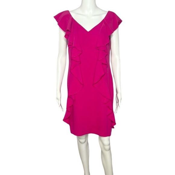Trina Turk Womens Elegant Pink Ruffle Dress Size XSmall NWT - Picture 1 of 6